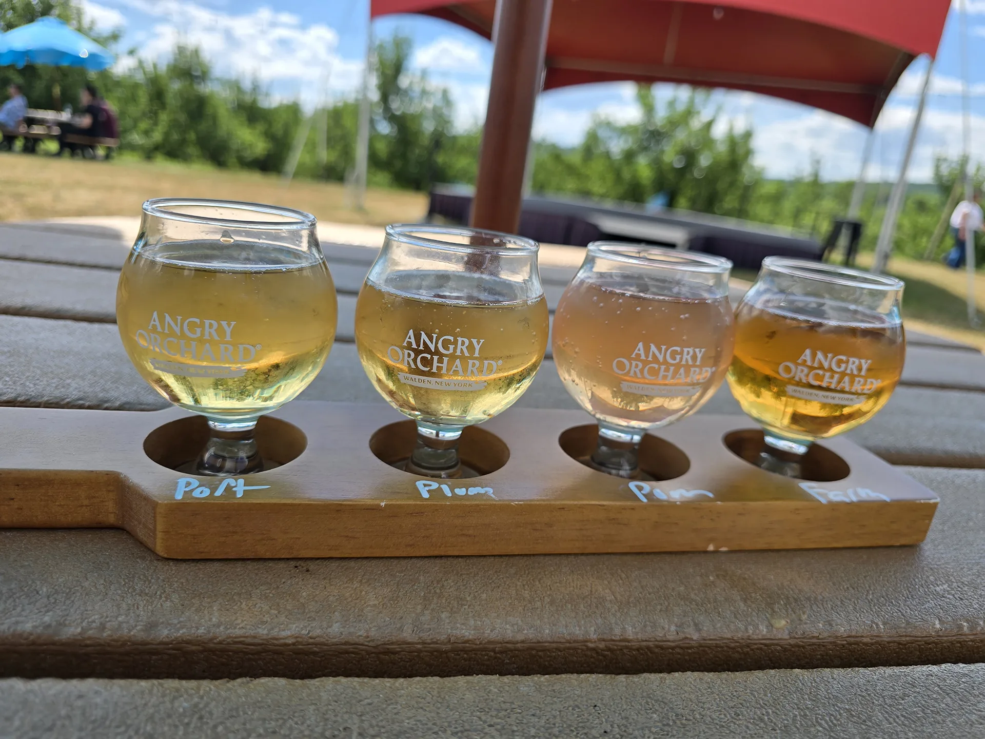 hard cider flight at Angry Orchard