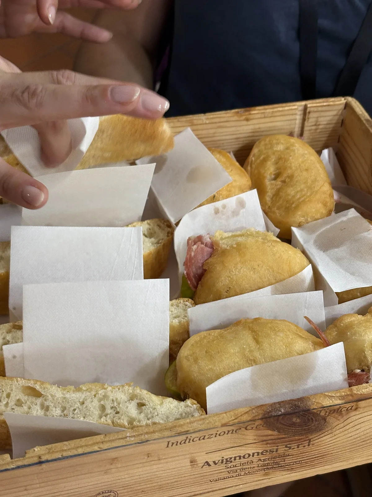 Coccoli with prosciutto