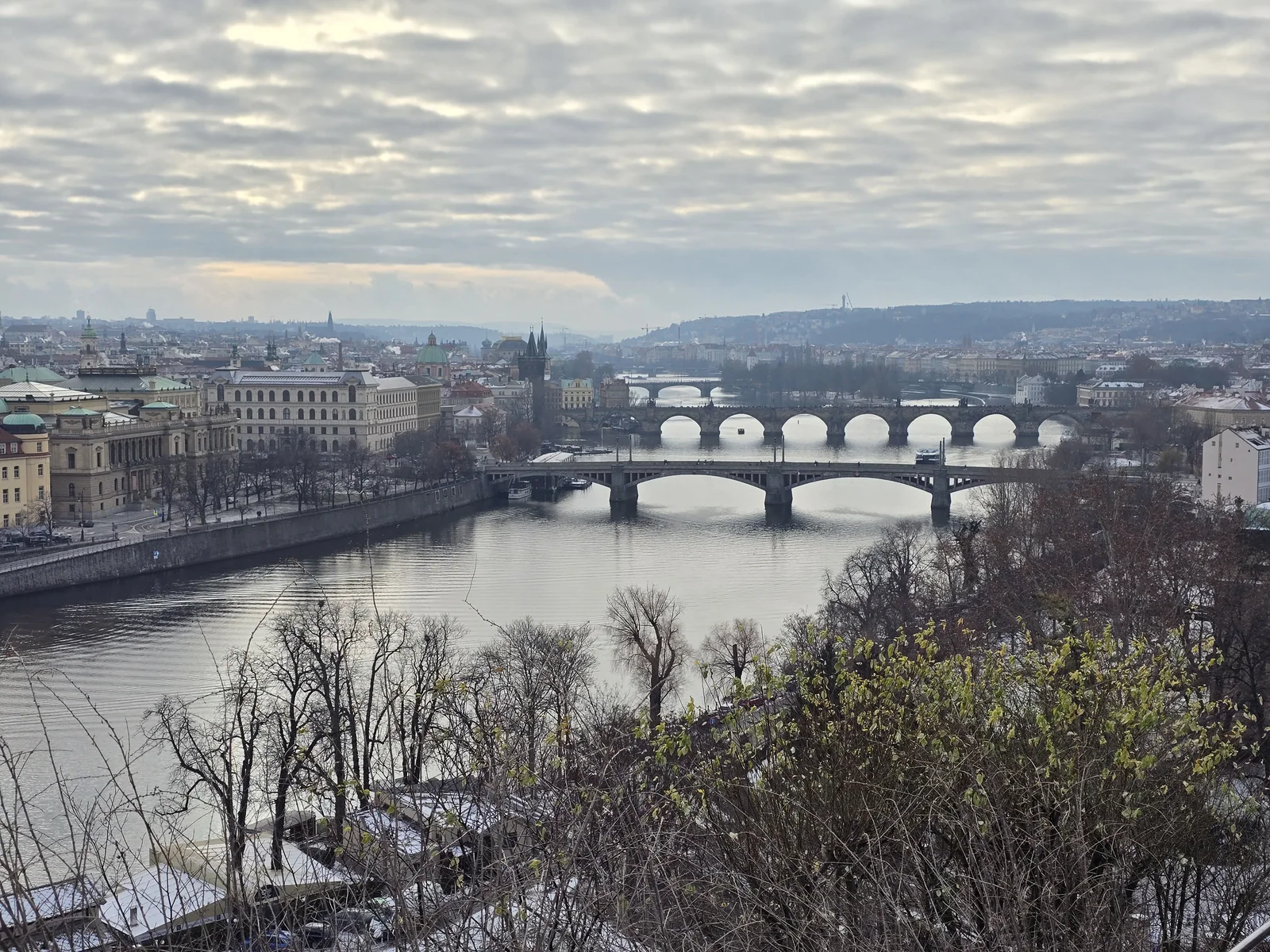 View of Prague bridges from above
